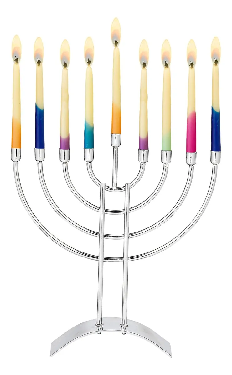 Menorah Moderna y Lujosa para Hanukkah | Acabado Plateado Brillante | Celebración Festiva y Elegante | Ideal para Ceremonias y Decoración del Hogar | Plata Pulida de Alta Calidad
