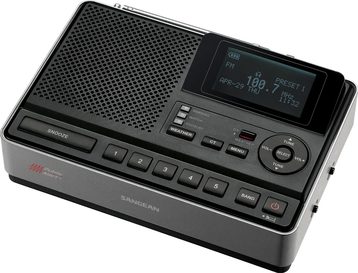 Radio Reloj Despertador AM/FM con Alerta Climática CL-100: Despierta a Tiempo y Mantente Informado | Sonido Claro, Fácil Uso, Diseño Moderno | Color Negro