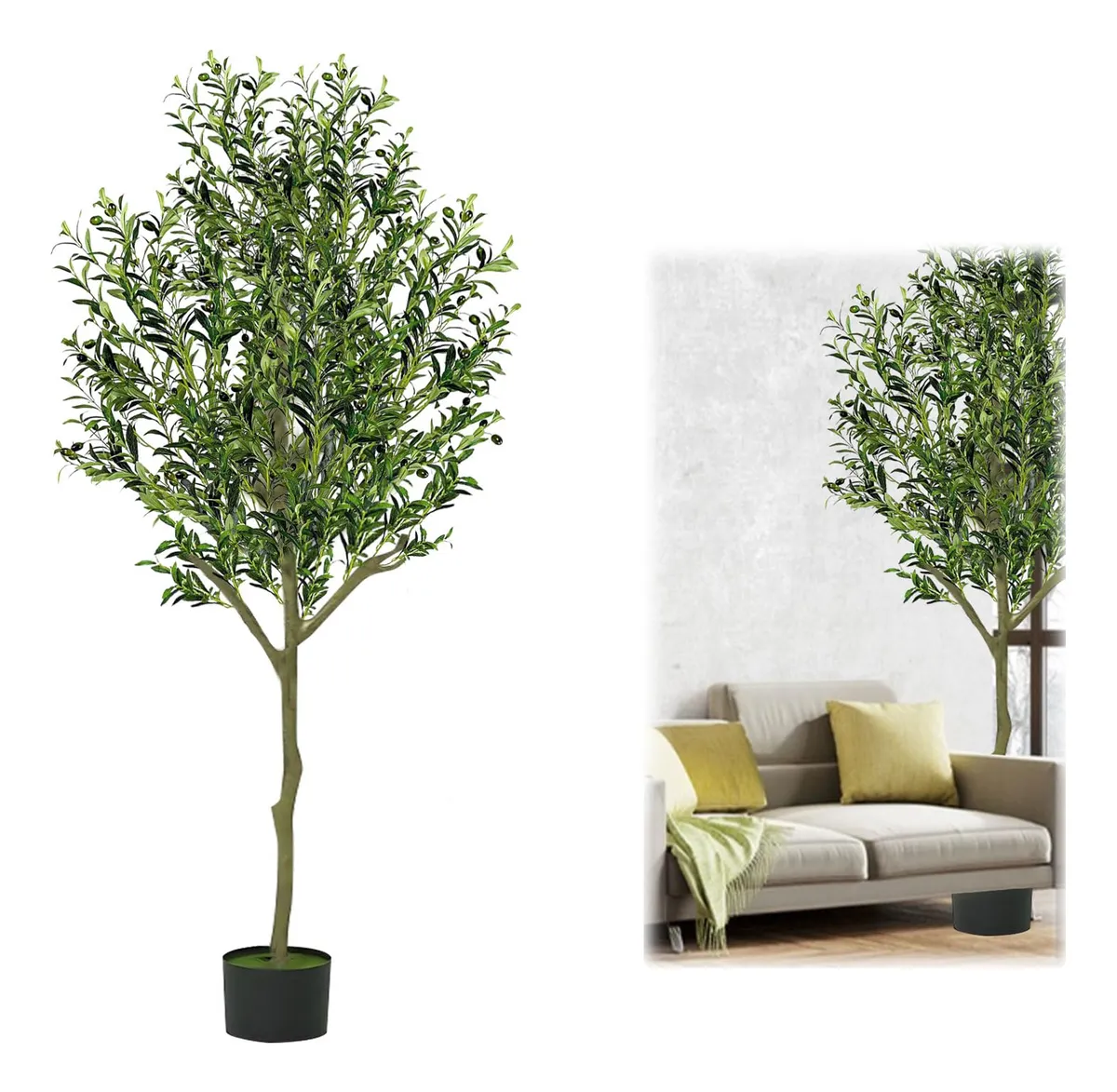 Árbol de Olivo Artificial Grande Desmontable - Decoración Realista para Hogar y Jardín, Color Flor Natural, Ideal para Interiores y Exteriores
