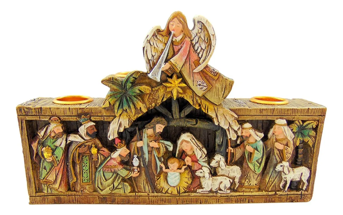 Candelero de Adviento Natividad 5 Pulgadas - Decoración Religiosa Festiva para el Hogar