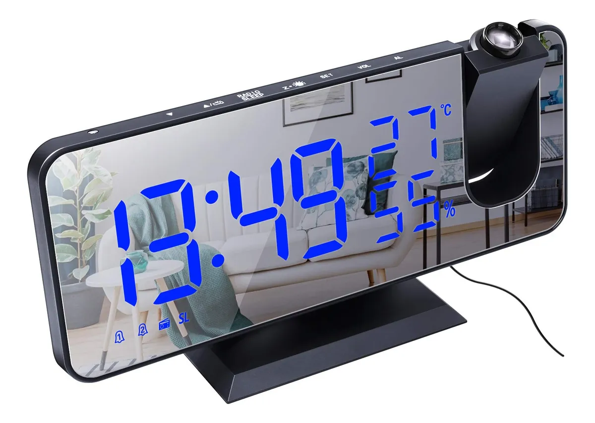 Reloj Despertador Digital Proyector Giratorio con Pantalla Espejo y Color: Despierta con Estilo y Funcionalidad Moderna