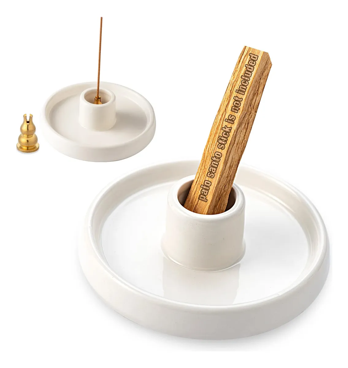 Soporte de Cerámica Artesanal Blanco para Palo Santo | Diseño Único Hecho a Mano | Decoración Zen para el Hogar