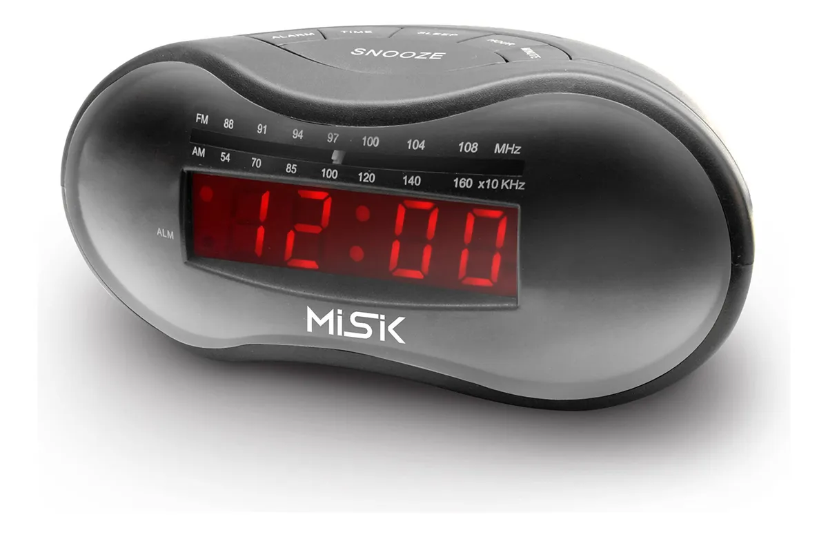Radio Reloj Despertador AM FM con Pantalla LED Roja Digital - Sonido Claro y Diseño Moderno | Conexión Auxiliar - Ideal para tu Mesita de Noche