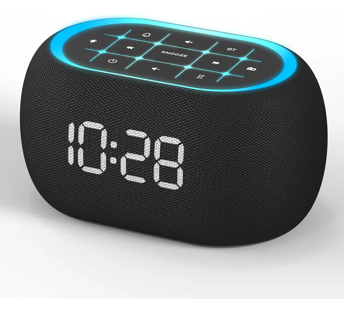 Reloj Despertador Digital LED con Radio FM y Altavoz Bluetooth Negro - Despierta con Música y Estilo Moderno
