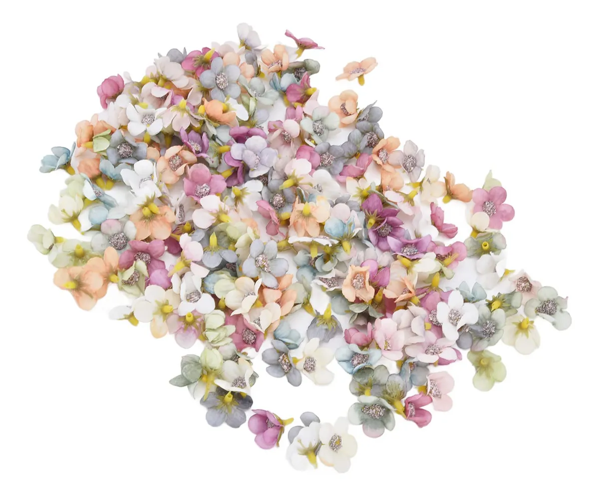 200 Piezas Cabezas de Flores Artificiales de Tela para Bodas y Decoración - Colores Mezclados Mixtos Vibrantes - Adornos Florales DIY