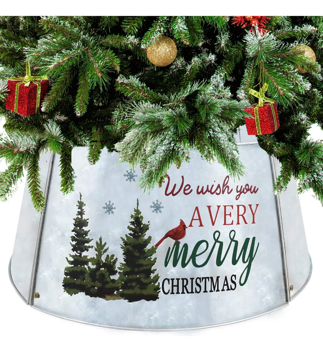 Collar Anillo Metal para Árbol de Navidad | Falda de Sauce Platea | Decoración Festiva Multicolor Elegante | Añade Brillo y Estilo a tu Hogar en Navidad