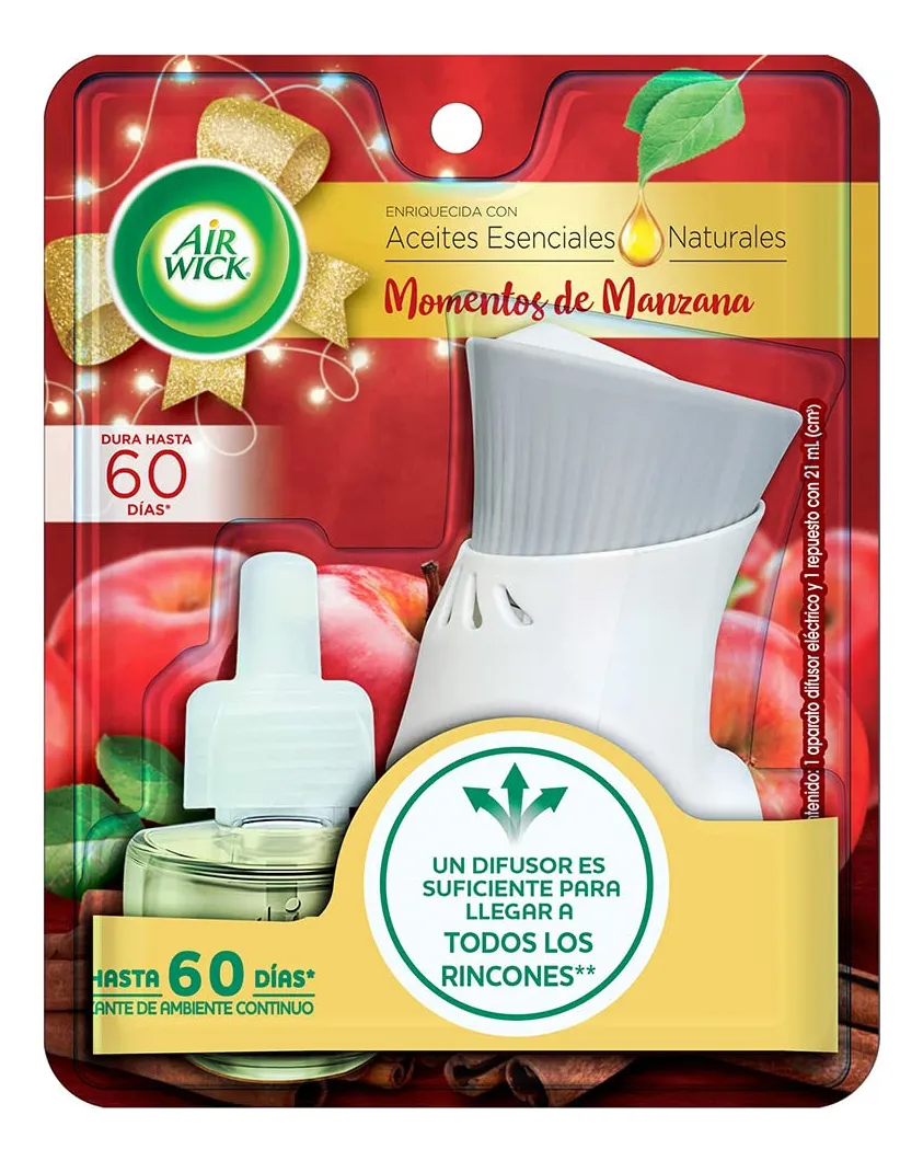 Difusor Eléctrico de Aroma Manzana Canela para Ambiente - Crea un Hogar Cálido y Acogedor - Color Gris Elegante