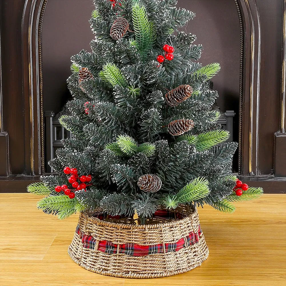 Collar Árbol Navidad Rústico Tela Natural Marrón - Decoración Navideña Bohemia para Hogar - Adorno Festivo Único