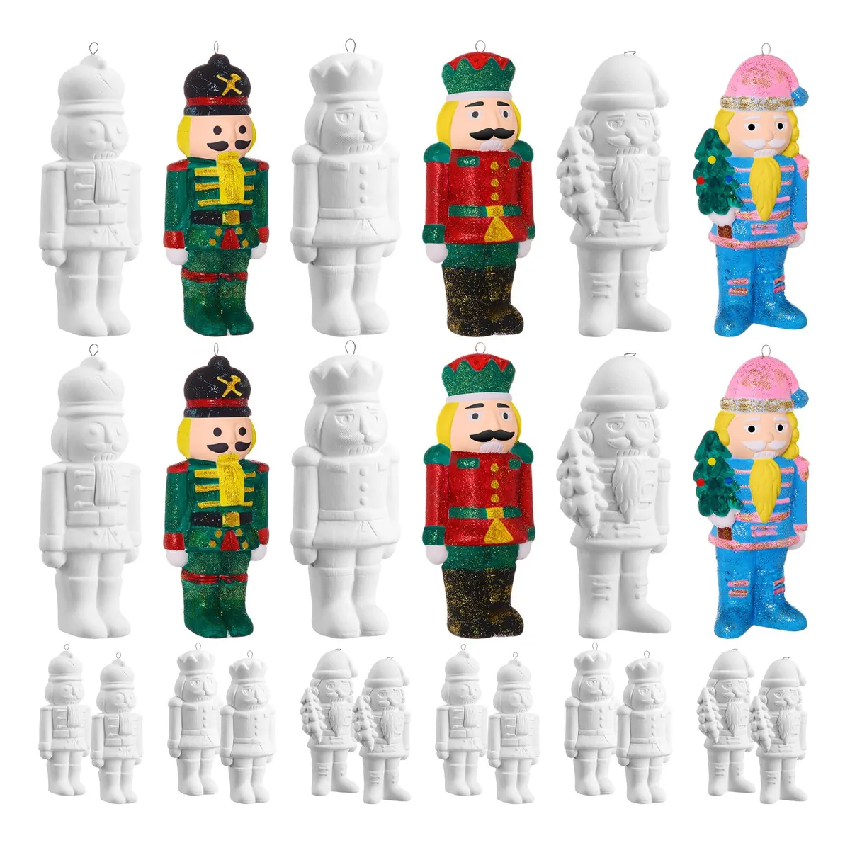 12 Piezas de Pintura para Cascanueces de Cerámica Blanco - Adorno Navideño DIY | Decoración Festiva