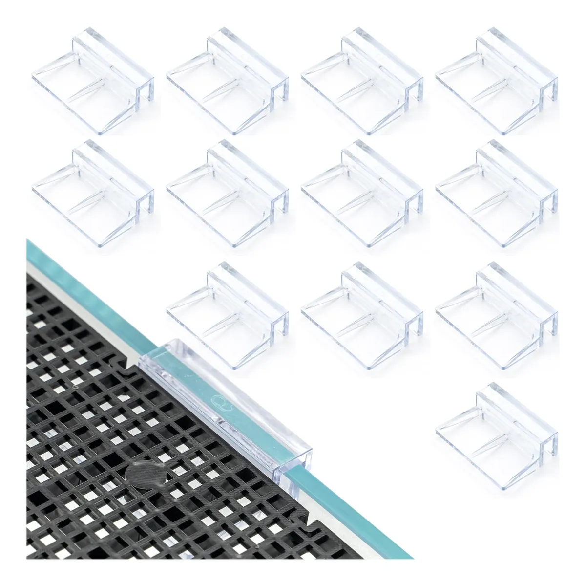 12 Soportes Acrílicos Transparentes para Cubierta de Acuario - Clips Seguros y Duraderos para Tanques de Peces