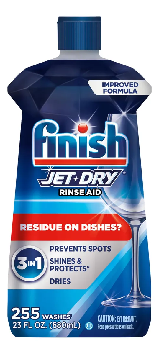 Finish Jet-Dry Enjuague Abrillantador para Lavavajillas - Secado Rápido y Brillo Intenso - 8 Oz - Aroma Ciruela y Azul Marino