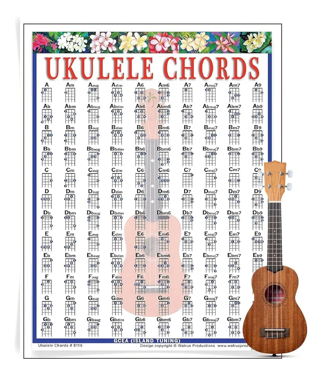 Tabla de Acordes para Ukelele Walrus Productions Versión Original | Guía Completa para Principiantes y Músicos | Accesorios Esenciales para Ukelele