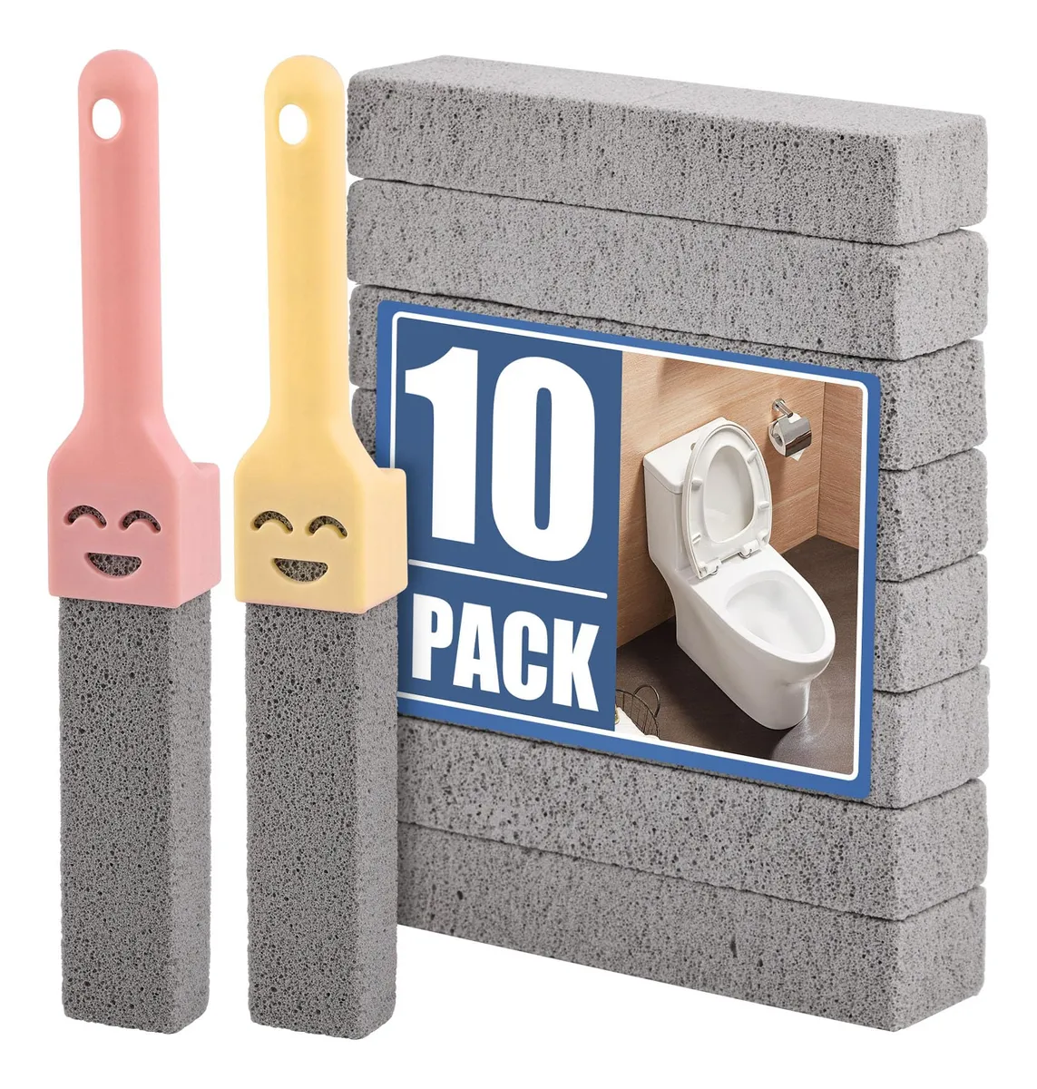 Piedra Pómez Premium para Limpieza Profunda con Asas Universales - Eliminación Eficaz de Sarro y Manchas Difíciles - Color Gris Profesional para Baños y Cocinas