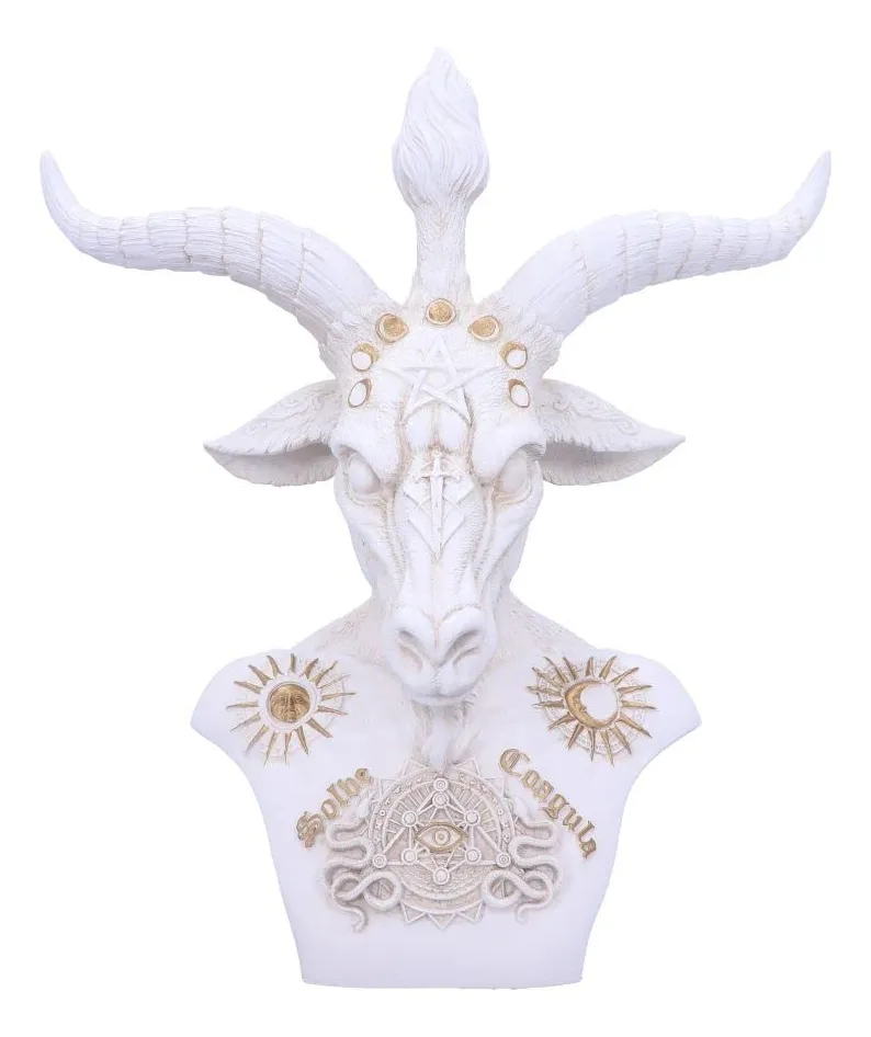 Busto Baphomet Blanco 33.5 cm Nemesis Now - Estatua Decorativa Gótica de Resina para el Hogar y Coleccionistas | Figura Mística con Detalles Intrincados