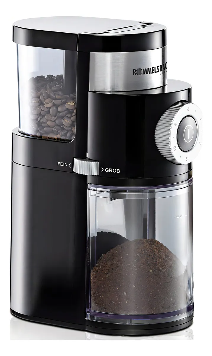 Molinillo de Café Eléctrico EKM 200 Negro 110W - Cafetera Moledora Profesional para Granos Frescos - Compacto y Potente - Molido Ajustable para Espresso y Filtrado