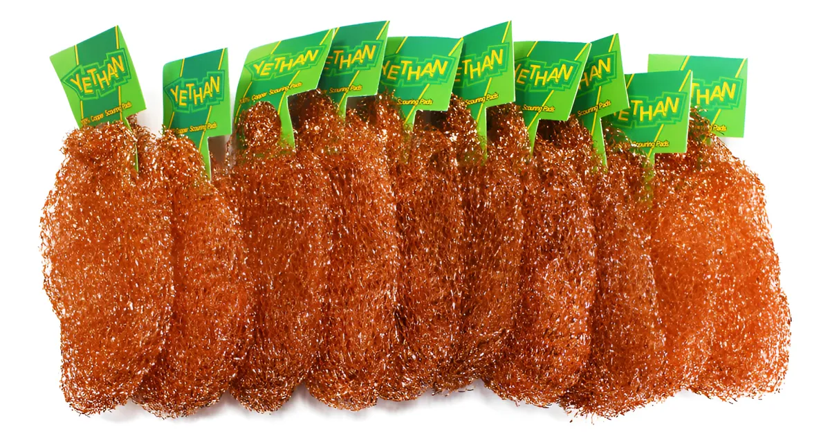 Almohadilla Para Fregar de Cobre Puro - Limpieza Potente y Duradera - Pack 10 Unidades - Ideal para Cocina y Hogar