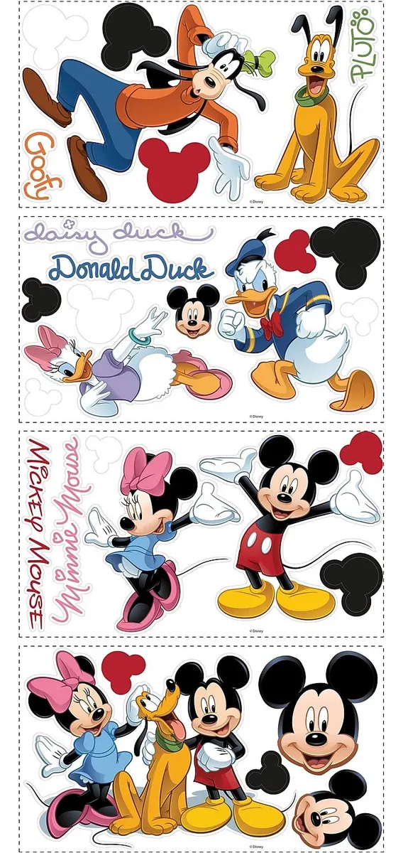 Adhesivo Decorativo Pared Mickey y Amigos Peel and Stick | Vinilo Mural Fácil Instalación | Decoración Infantil y Habitación