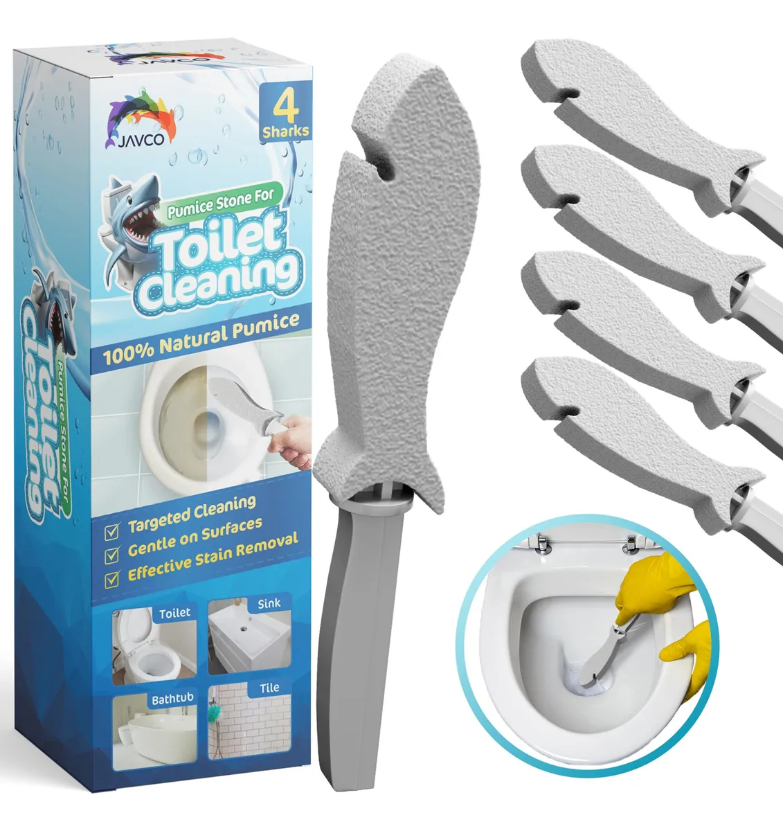 Paquete 4 Piedras Pómez para Limpieza Profunda de Inodoros y Sanitarios - Gris Resistente y Duradero - Eliminación de Manchas Difíciles