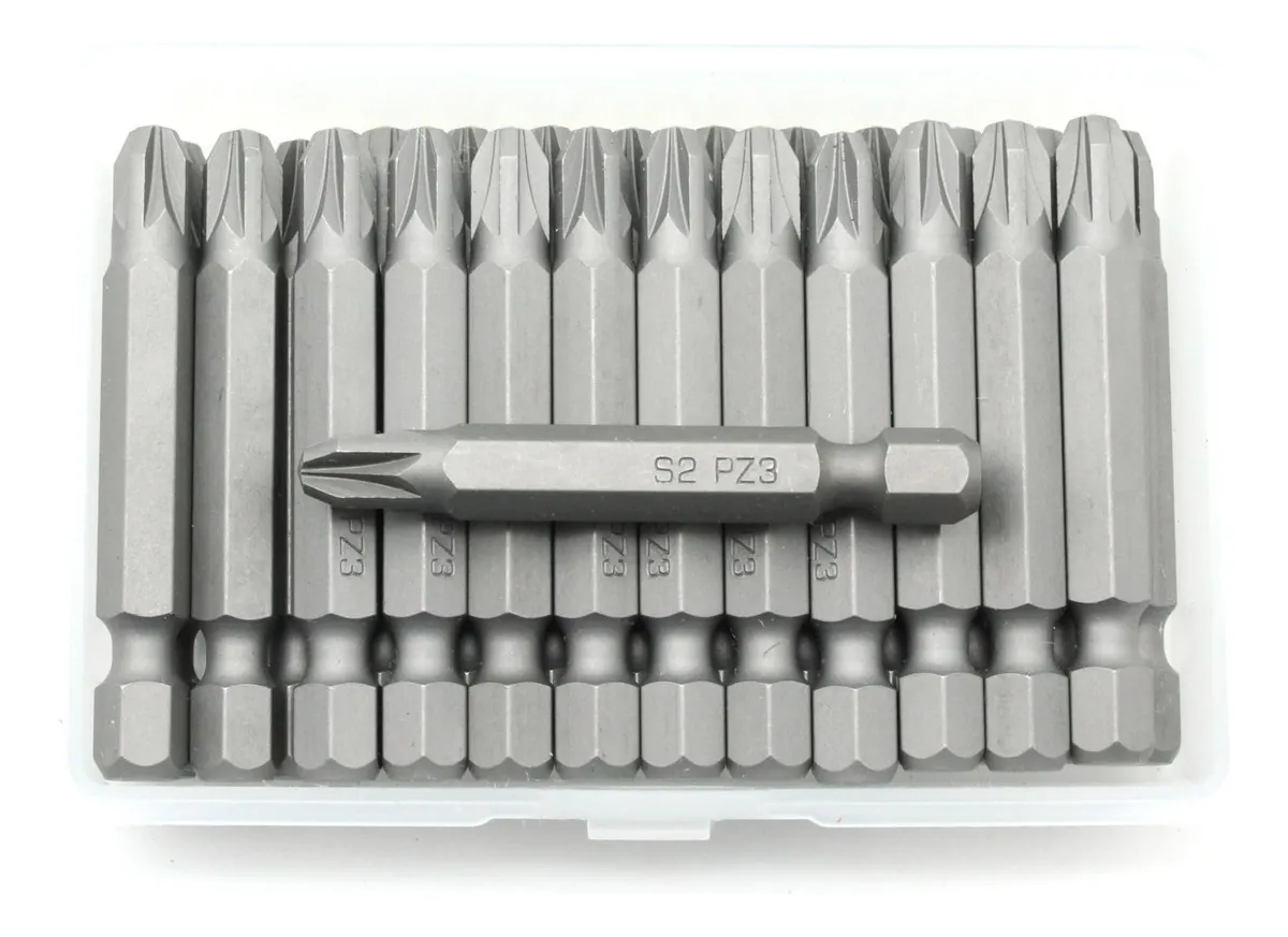 25 Piezas Destornillador Pozi PZ3 de 2 Pulgadas con Vástago Hexagonal para Fijaciones Seguras y Eficientes - Herramienta Profesional para Tornillos Pozidriv