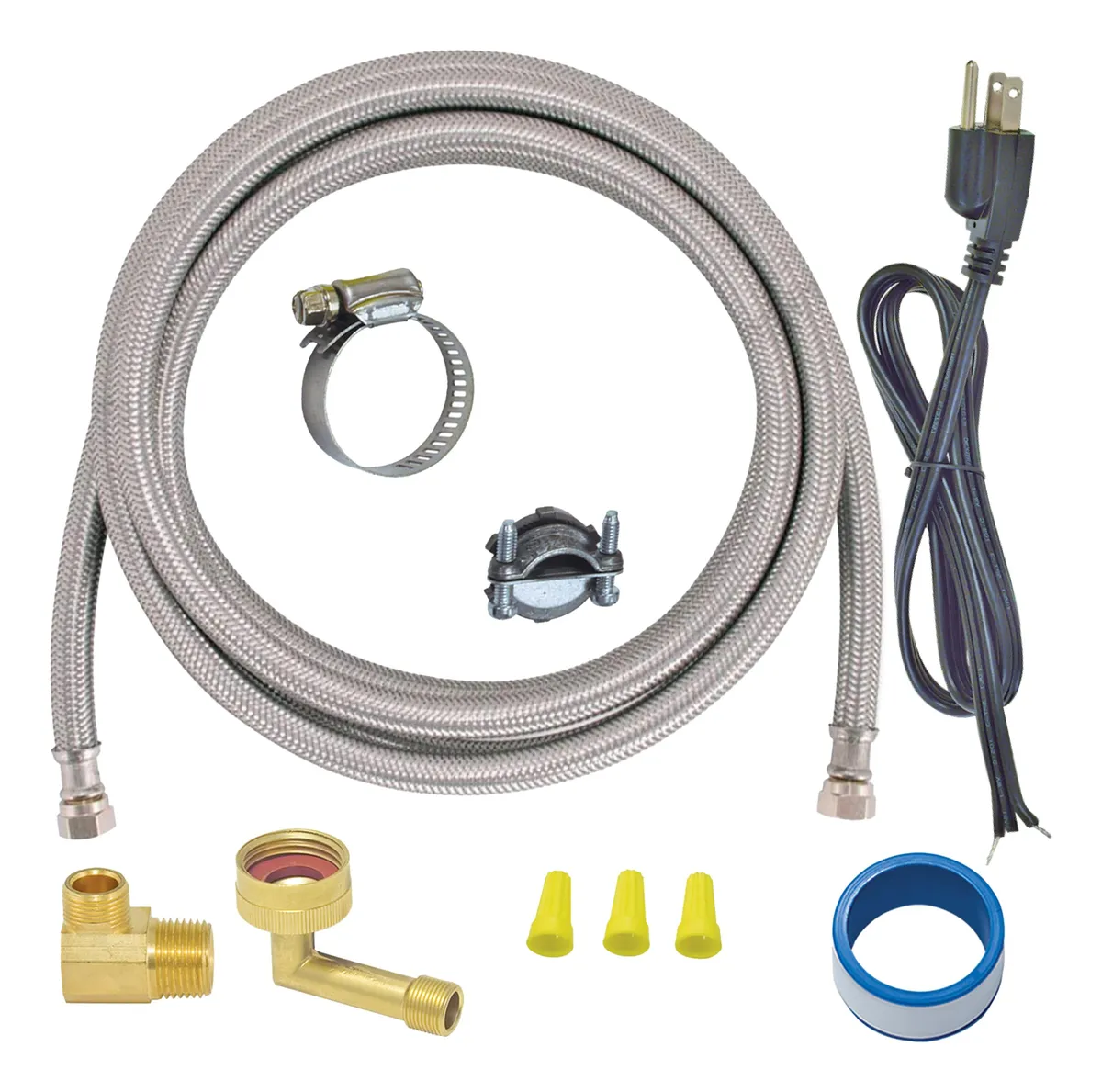 Kit Instalación Lavaplatos Completo con Conectores Acero Inoxidable Plateado Resistente y Duradero para Cocina Moderna y Funcional