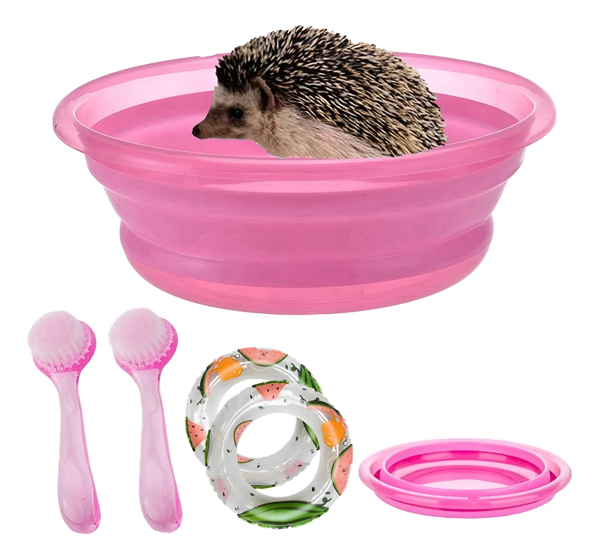 Bañera Plegable Erizo para Hámster y Cobaya - Accesorios Divertidos Ros Rosa/Rebel Fun - Diseño Exclusivo para Higiene y Juego Seguro