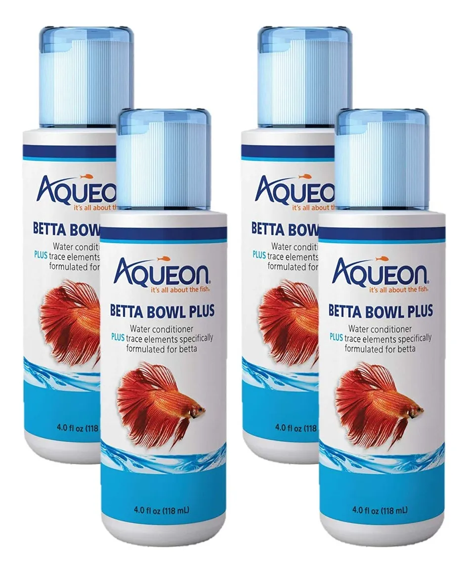 Acondicionador de Agua Betta Bowl Plus y Dechlorinator 4 Unidades | Tratamiento Agua Betta | Elimina Cloro y Cloramina | Agua Saludable para Peces Betta