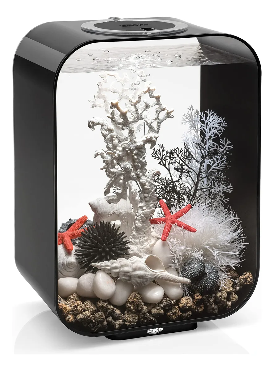 Acuario Biorb Life 15L con Iluminación LED Estándar Negro - Diseño Moderno y Fácil Mantenimiento para Peces y Plantas Acuáticas