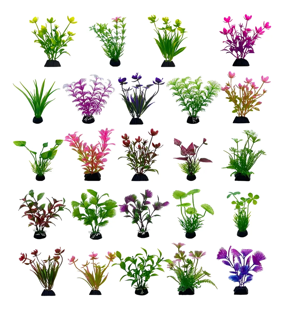 24 Plantas Artificiales para Acuario Colores Mixtos - Decoración Acuática Realista y Duradera para un Estanque Vibrante y Natural