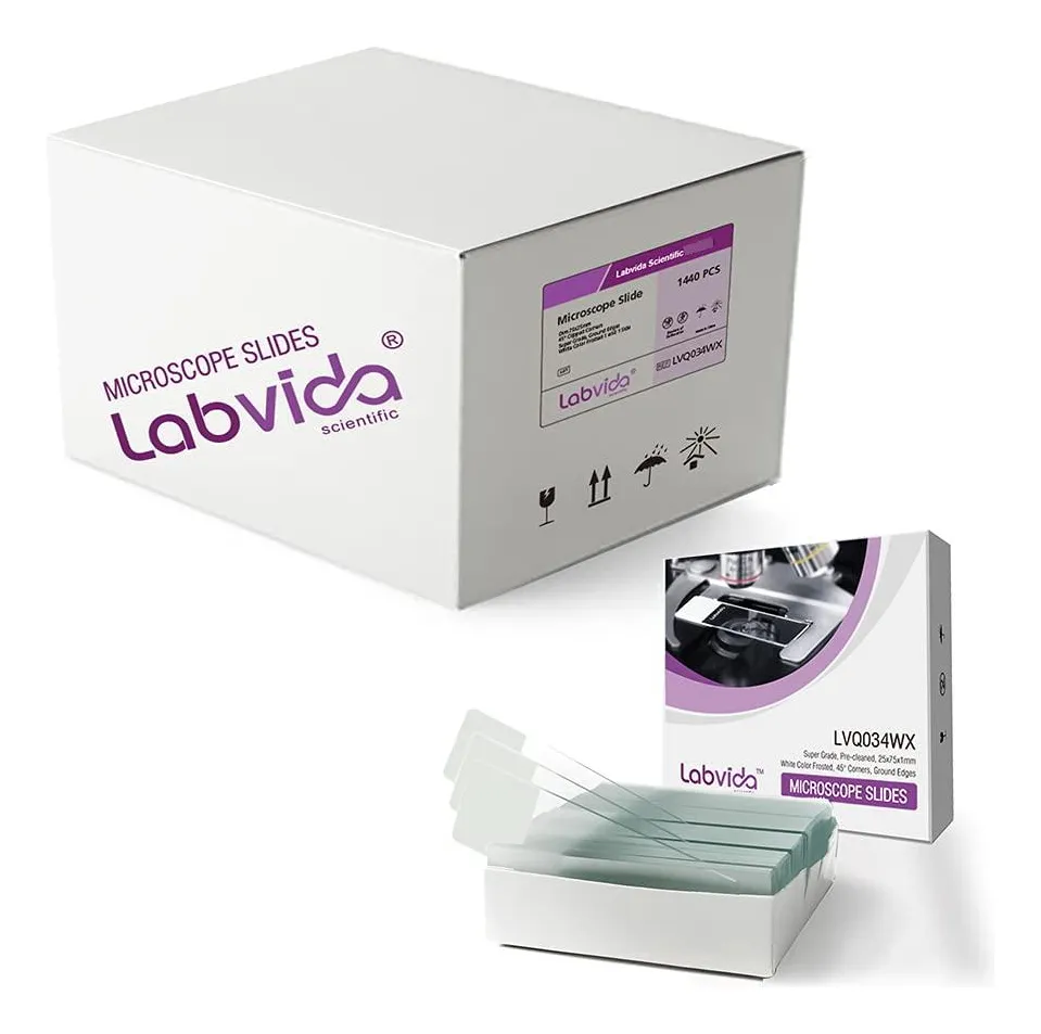 Cajas de Microscopio Esmerilado Blanco 72 Piezas | Almacenamiento Profesional para Portaobjetos | Accesorios de Laboratorio de Alta Calidad | Diseño Duradero y Seguro