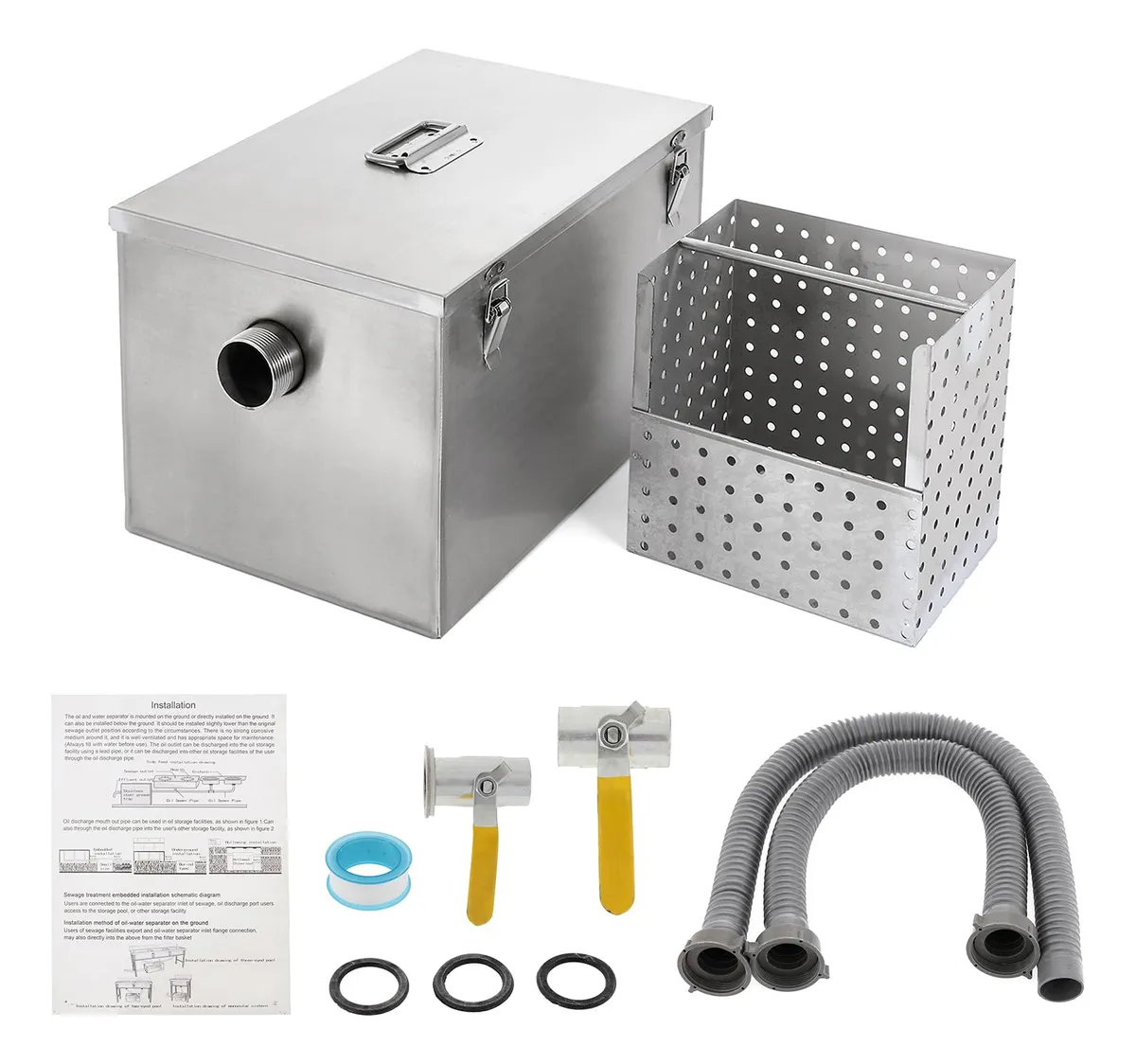 Trampa de Grasa Comercial Acero Inoxidable 4.1kg - Capturador Profesional para Cocinas Industriales y Restaurantes - Resistente y Duradero