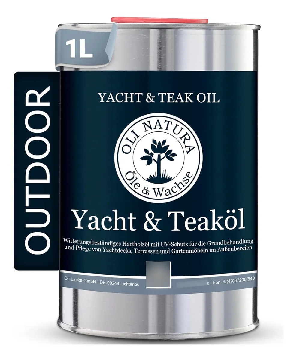 Aceite Protector Exterior Teca UV 1 Litro | Acabado Natural | Protección Solar para Muebles de Jardín | Renueva y Conserva Madera