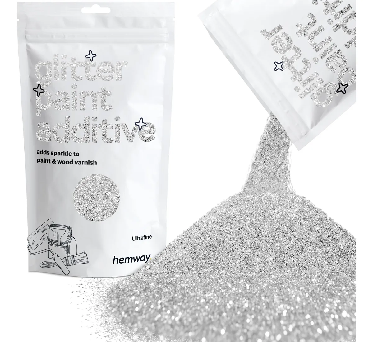 Aditivo con Purpurina Plateado para Pintura a Base de Agua | Efecto Brillante y Decorativo | Fácil Aplicación | Ideal para Manualidades y Decoración de Interiores