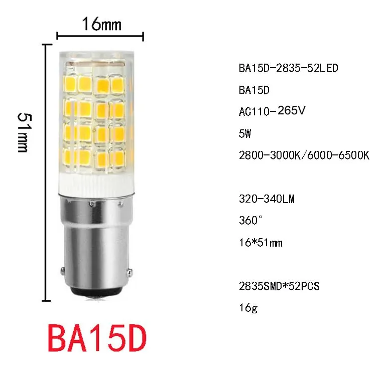 Bombillas LED B15d Regulables 110V-265V Luz Blanca Cálida Decorativa ...