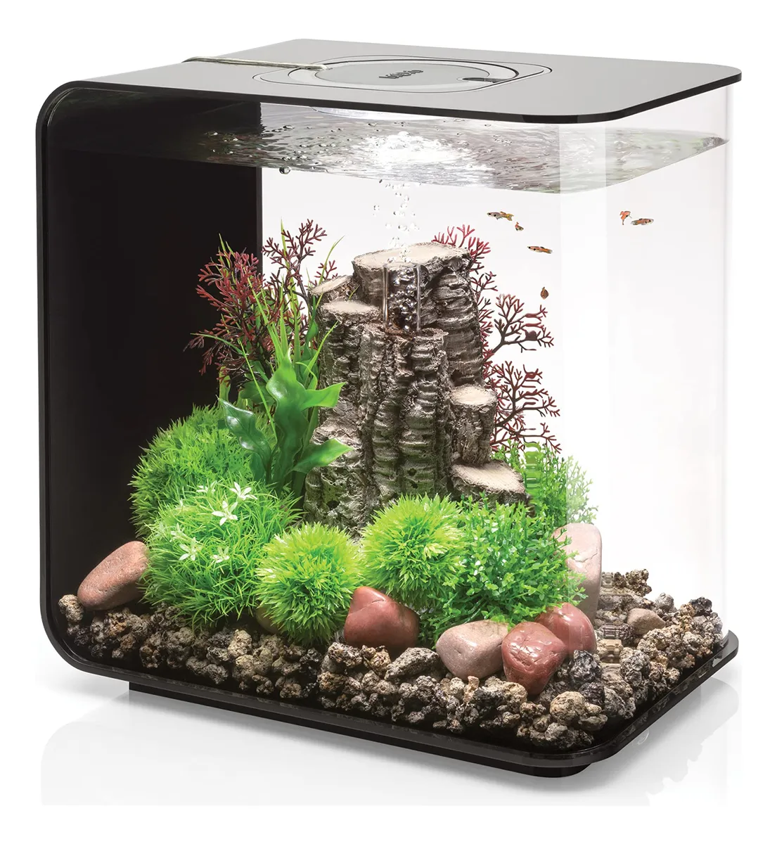 Acuario Biorb Flow 30 con Iluminación LED Estándar - Diseño Moderno y Elegante - Capacidad 30 Litros - Negro Mate - Ideal para Peces y Decoración