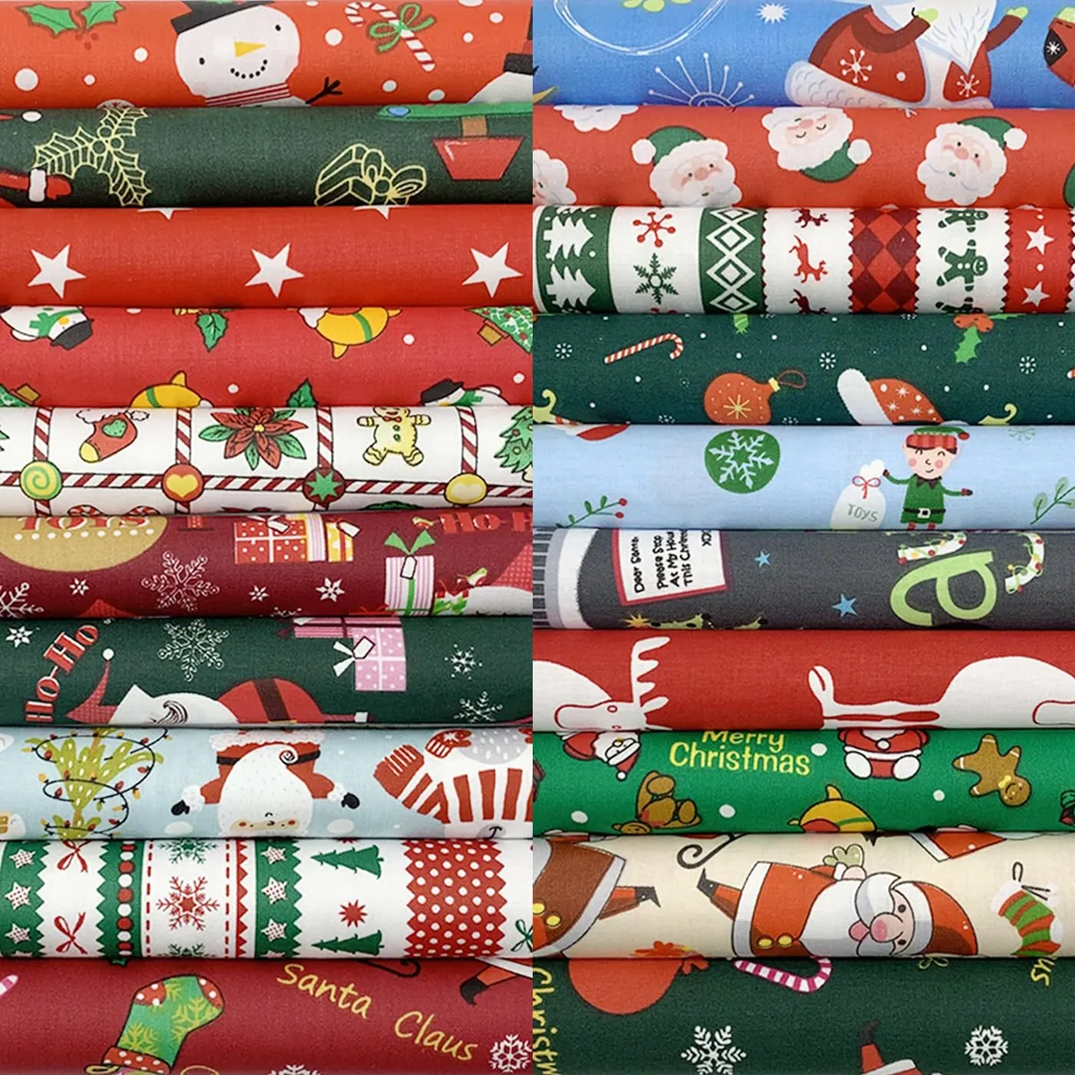 20 Piezas de Telas de Algodón para Patchwork y Manualidades Navideñas - Diseños Festivos Coloridos