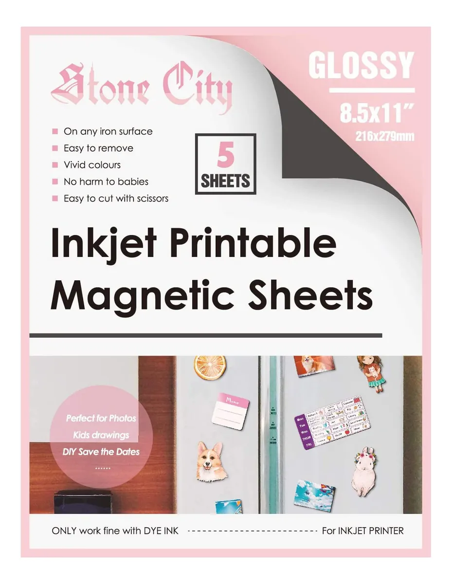 Hojas Magnéticas Imprimibles Brillantes para Fotos en Nevera - Acabado Blanco Profesional - Crea tus Propios Imanes Personalizados Fácilmente