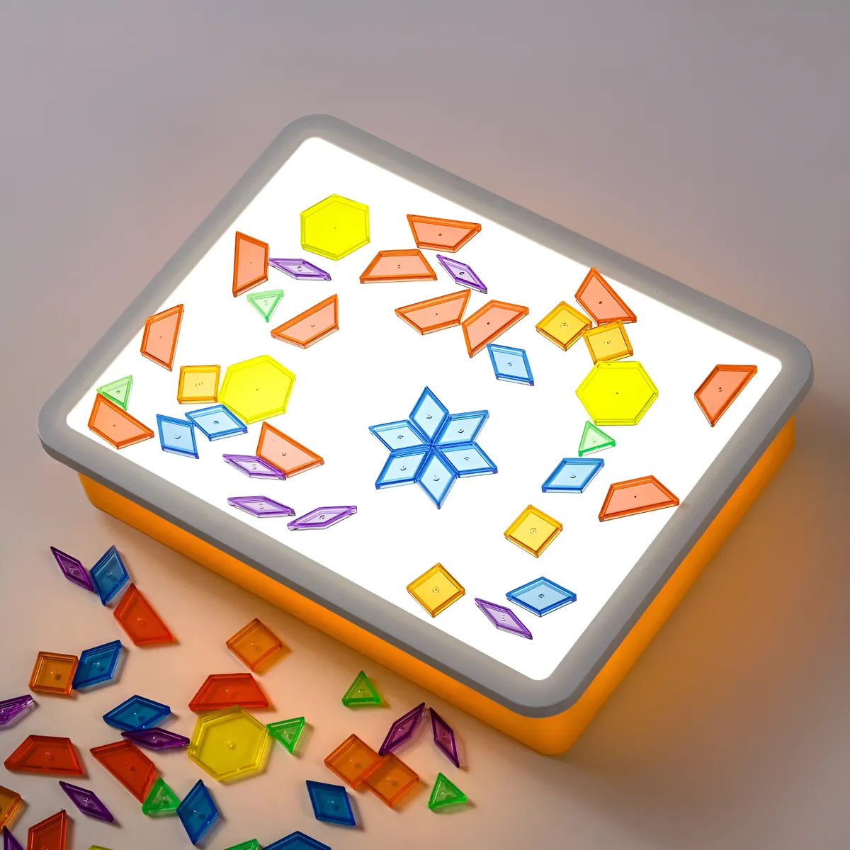 Caja de Luz Sensorial LED Amarilla para Niños - Mesa de Luz Interactiva para Juego Educativo y Desarrollo Infantil
