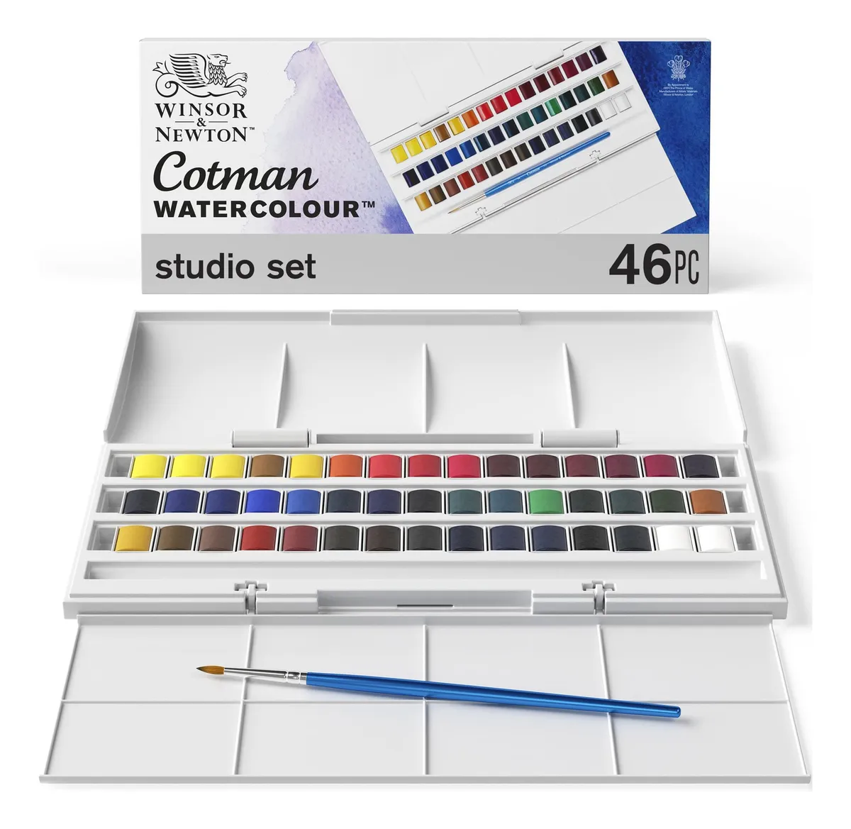 Acuarela Winsor Newton Cotman Studio 471 Profesional con 45 Colores | Pigmentos Vibrantes para Artistas | Set Completo de Acuarelas para Pintura Artística y Diseño