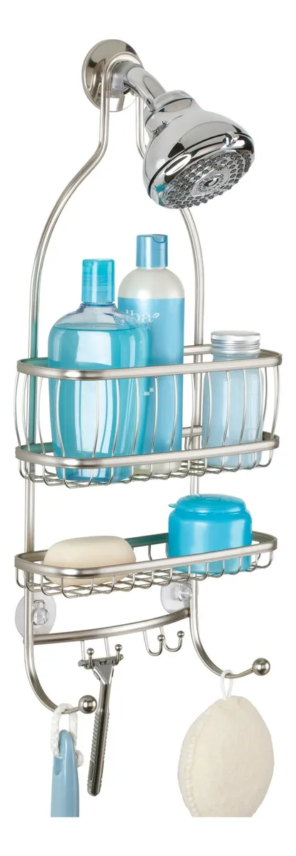 Caddy Organizador para Ducha Interdesign York Lyra en Acero Satinado - Solución de Almacenamiento Elegante y Duradera para Accesorios de Baño