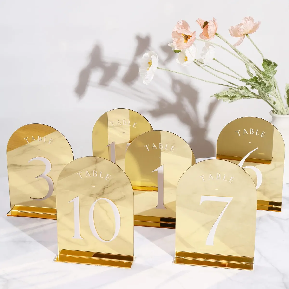 15 Números de Mesa Acrílicos para Bodas con Soporte | Carteles Elegantes para Eventos y Celebraciones | Decoración Sofisticada