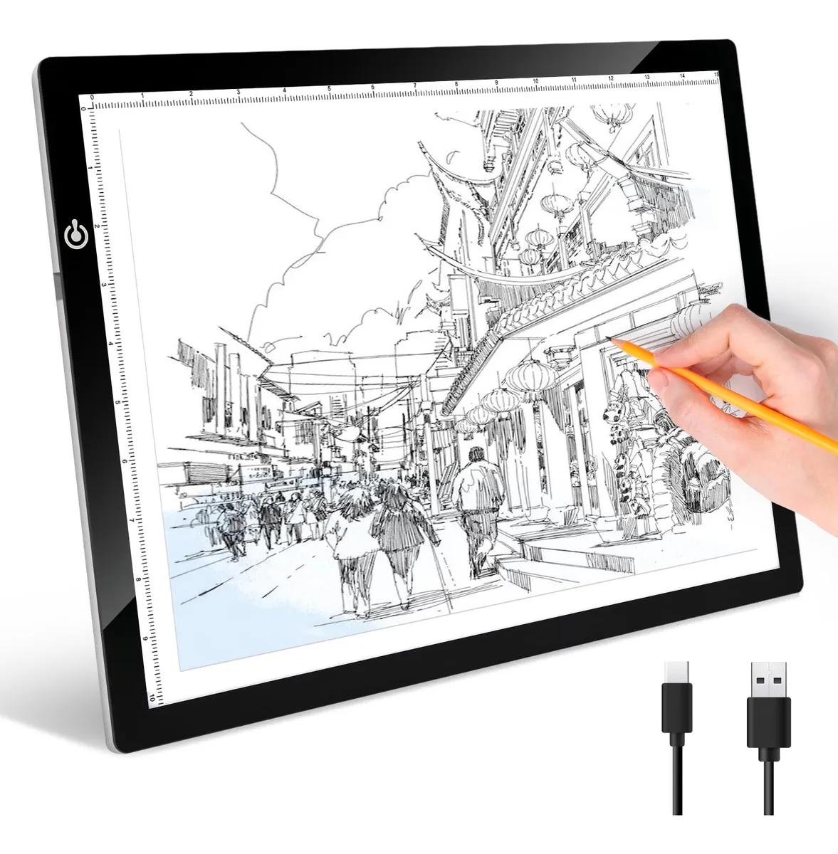 Almohadilla de Trazado LED A3 Ajustable USB: Mesa de Dibujo, Calco y Arte Digital Profesional con Brillo Regulable para Diseño Gráfico y Animación