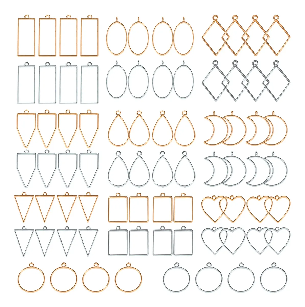 80 Biseles Abiertos para Manualidades y Joyería con Resina - 2 Colores, 10 Diseños Estilos Únicos | Kits Completos para Crear | Accesorios para Elaboración de Bisutería y Decoración