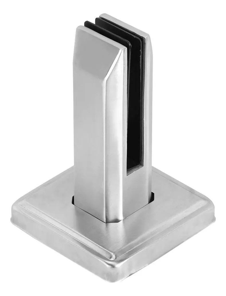 Abrazadera de Vidrio para Piscina en Acero Inoxidable Plateado - Fijación Segura y Duradera para Barandas y Paneles de Cristal