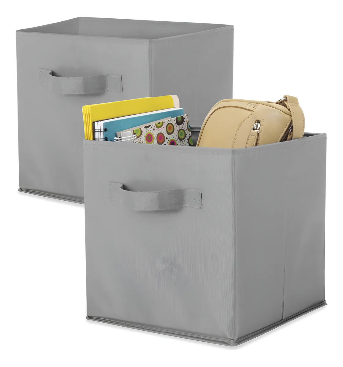 Juego de 2 Cubos Plegables Grises: Solución de Almacenamiento Compacta y Versátil para Hogar y Viajes