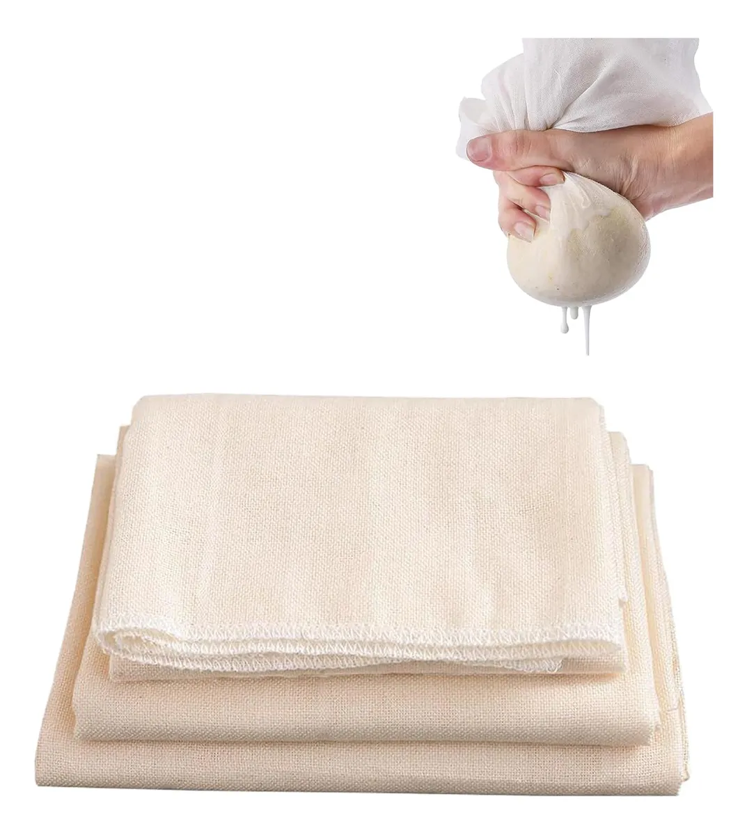 5 Piezas Tela de Queso Cuajo para Elaboración de Queso Artesanal y Yogur Casero - Malla Fina Reutilizable de Algodón Puro