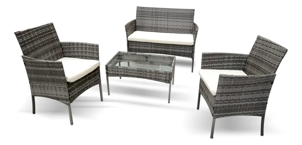 Juego de Sala para Jardín 4 Piezas en Mimbre Sintético Gris - Diseño Moderno y Duradero para Exteriores | Muebles de Terraza Elegantes