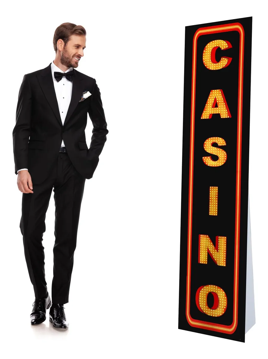 Cartón de Casino para Decoración Nocturna de Fiesta de Póker, 6 Pies, Ideal para Ambiente Temático Negro y Naranja