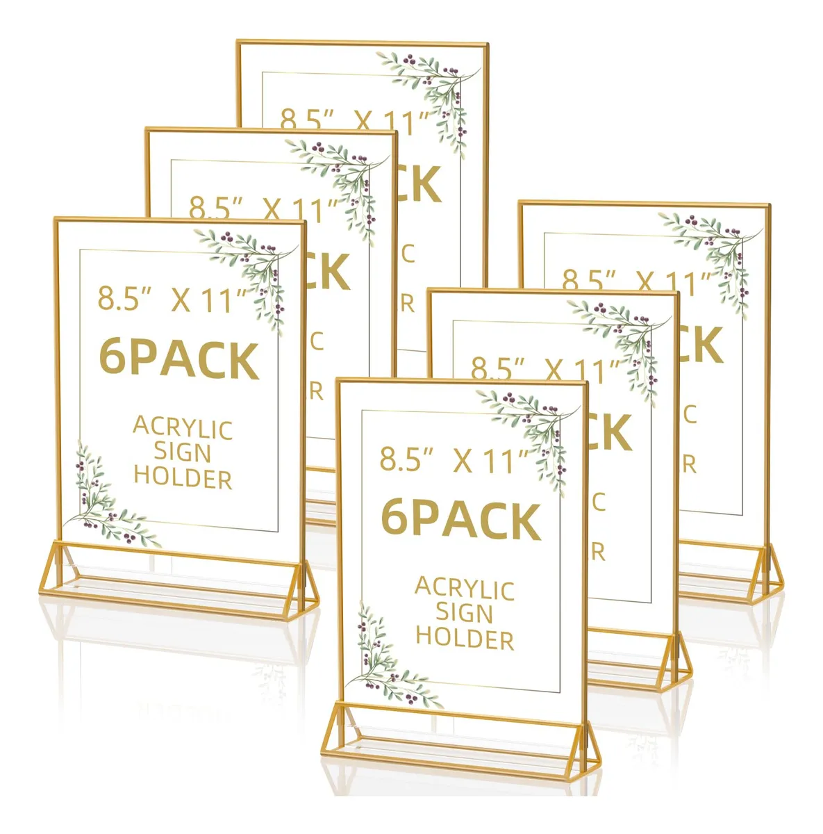 Pack 6 Soportes Acrílicos Transparentes para Letreros de Mesa - Ideal Bodas y Eventos, Fácil Uso y Elegante Presentación