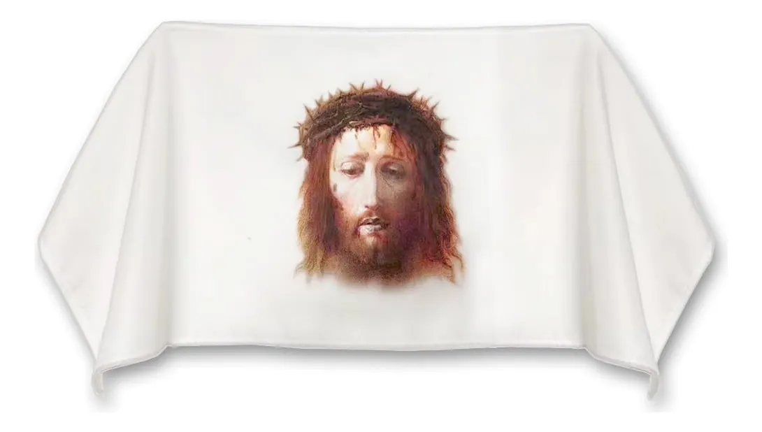 Velo de Cara Santa de la Iglesia de Santa Verónica - Decoración Religiosa para Eventos y Ceremonias, Color Blanco Elegante