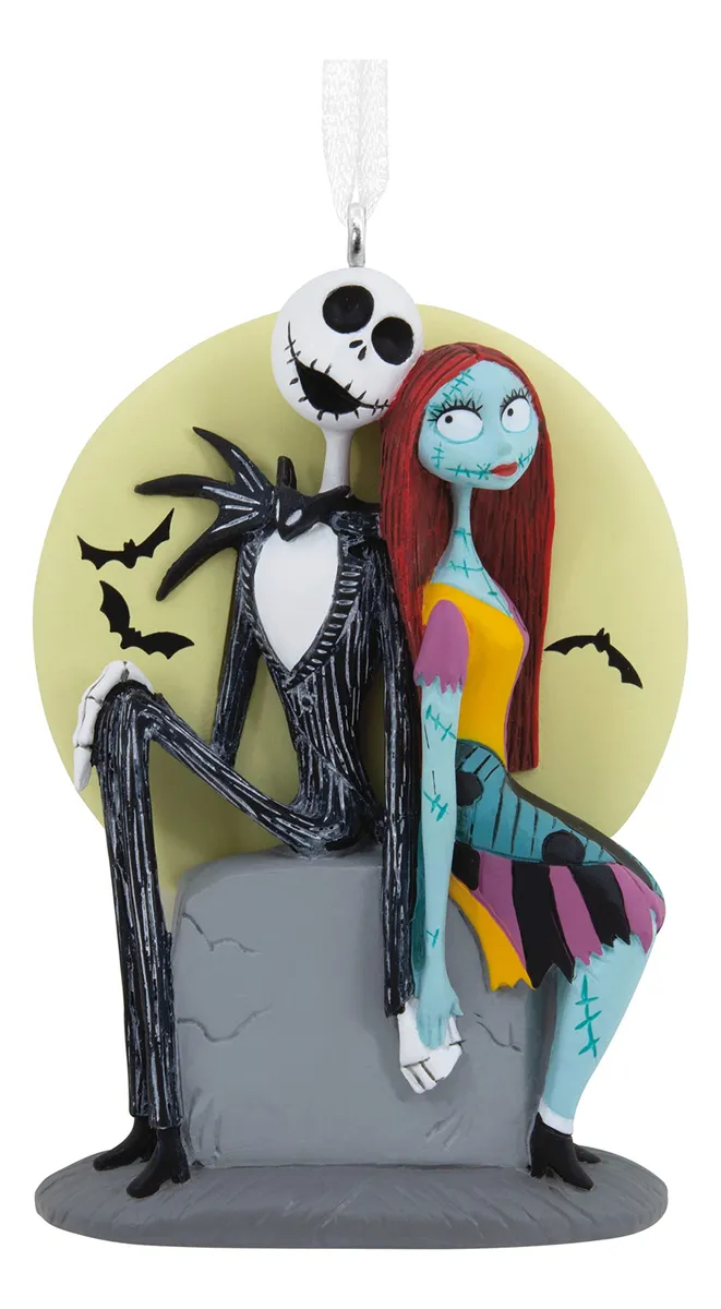 Adorno Navideño Jack y Sally en Lápida Estilo Tim Burton: Decoración Icónica para tu Árbol de Navidad - Coleccionable Único - Diseño Exclusivo